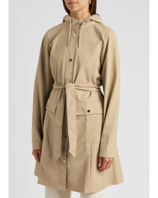 Rains Natural Belted Hooded Rubberised Jacket