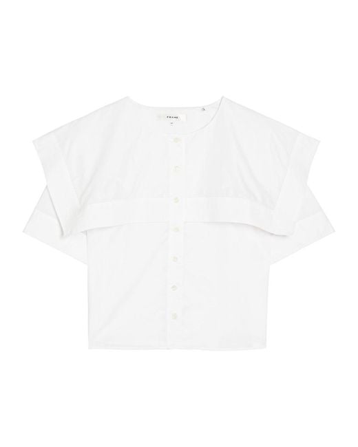 FRAME White Cape-Effect Cotton Blouse