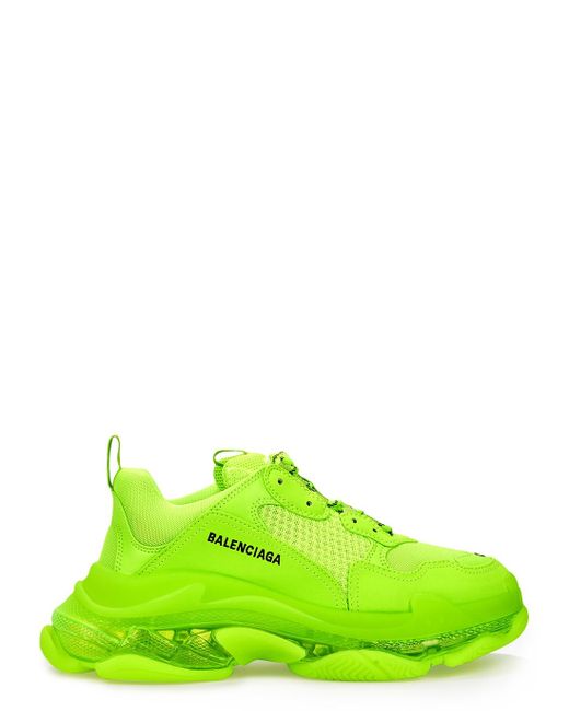 Balenciaga Yellow Men's Triple S Leather And Mesh Trainers for men
