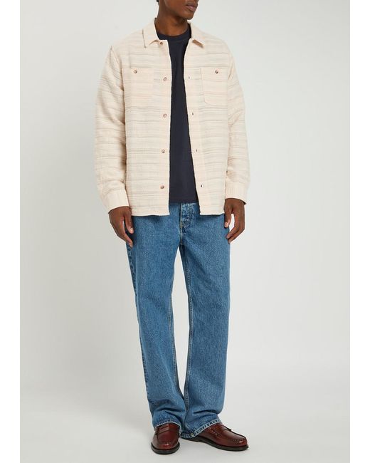 Les Deux Natural Jonas Embroidered Woven Overshirt Jacket for men