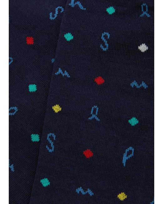 Paul Smith Blue Ernest Letters Stretch-cotton Socks for men
