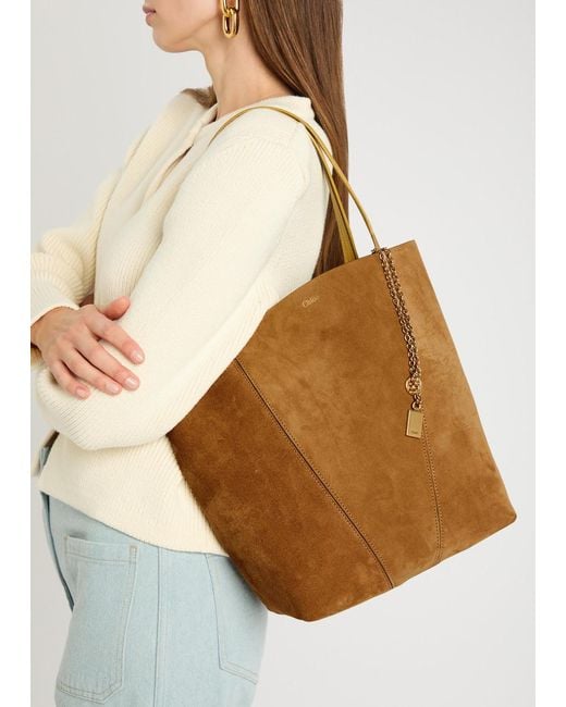 Chloé Brown Spin Medium Suede Tote