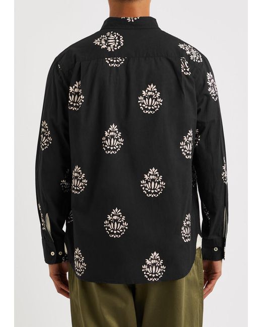 Universal Works Black Printed Cotton Shirt for men