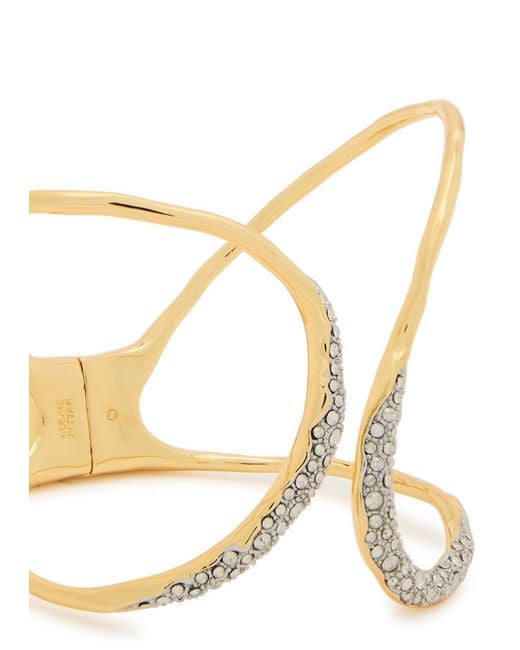 Alexis Metallic Solanales Crystal-Embellished 14Kt-Plated Cuff