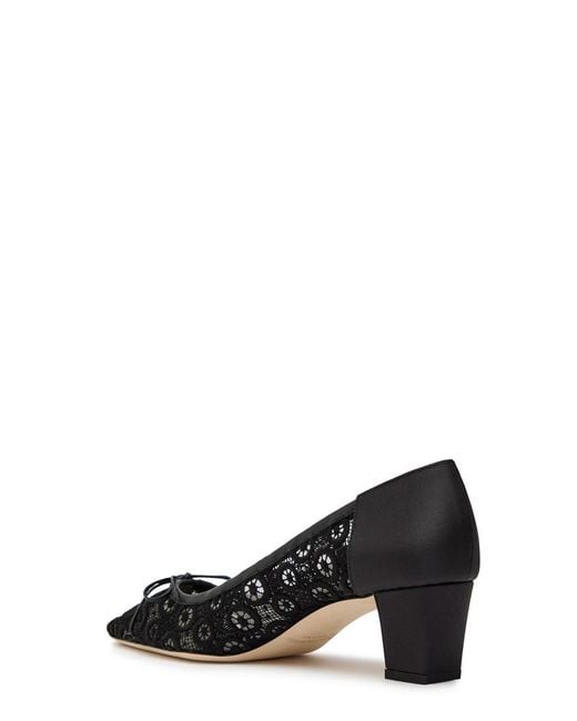 Manolo Blahnik Black Martebal 50 Lace And Satin Pumps