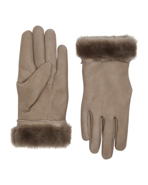 Dents Natural Louisa Shearling-lined Suede Gloves