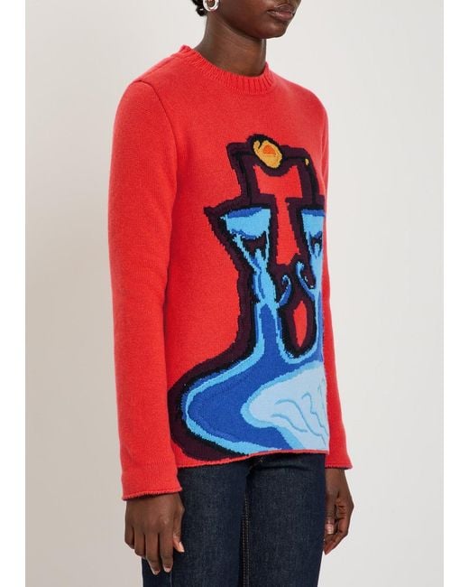 Gabriela Hearst Red Avichai Intarsia Cashmere Jumper