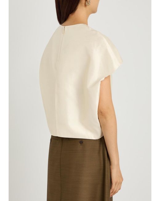 Heirlome Natural Lulu Cropped Slubbed Silk Top