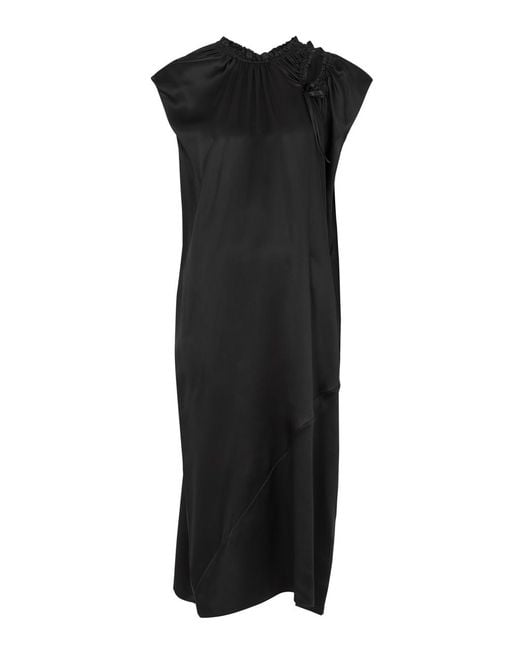 Simone Rocha Black Bow-embellished Silk-satin Midi Dress