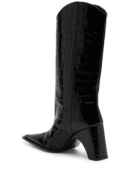 Coperni Black Croco Bridge 85 Leather Mid-calf Cowboy Boots