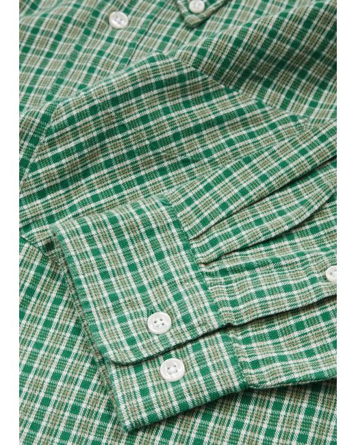 Nudie Jeans Green Filip Checked Flannel Shirt for men