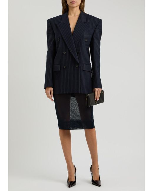 Saint Laurent Black Semi-Sheer Knitted Midi Skirt