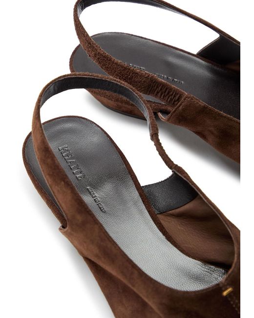 Khaite Brown Cecilia Suede Slingback Flats