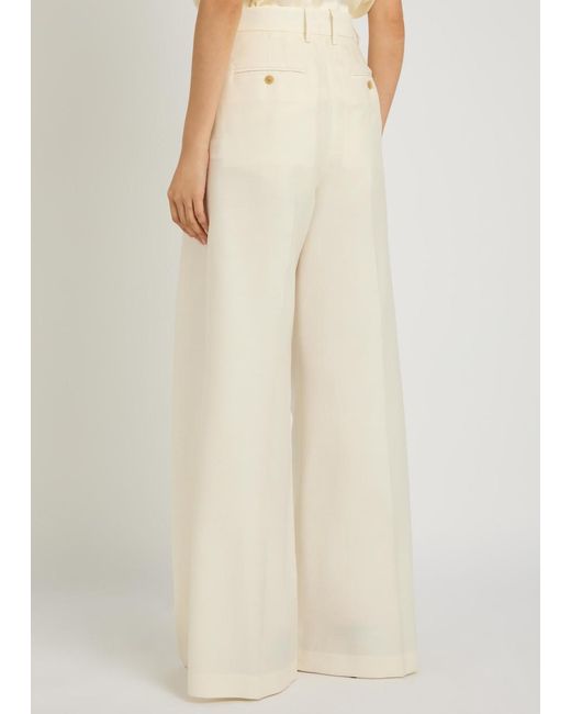 Heirlome Natural Laurence Wide-Leg Wool And Silk-Blend Trousers