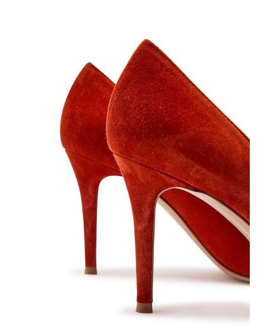 Gianvito Rossi Red Gianvito 85 Suede Pumps