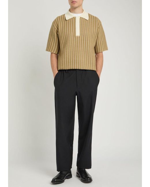 Jil Sander Natural Striped Cotton-Knit Polo Shirt for men