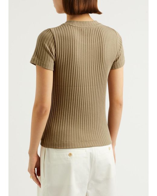 Vince Natural Ribbed Cotton-Blend T-Shirt
