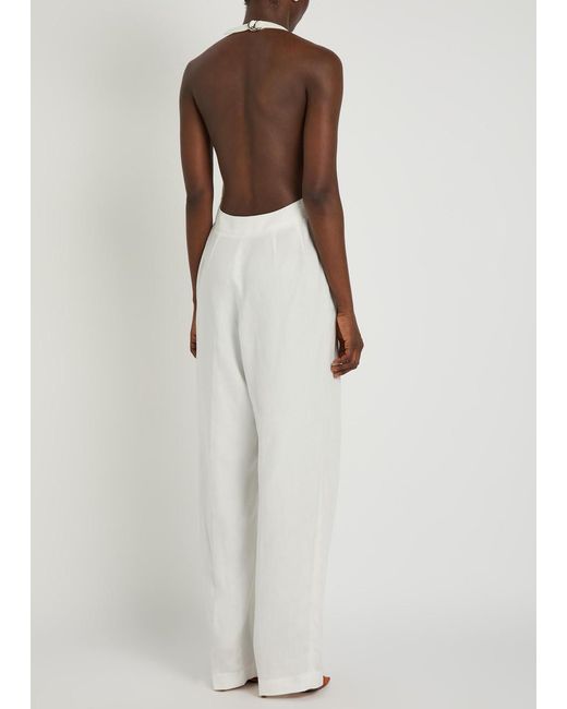 Ronny Kobo White Rex Tailored Woven Jumpsuit