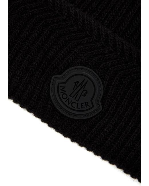 Moncler Black Ribbed Wool And Cashmere-Blend Beanie for men