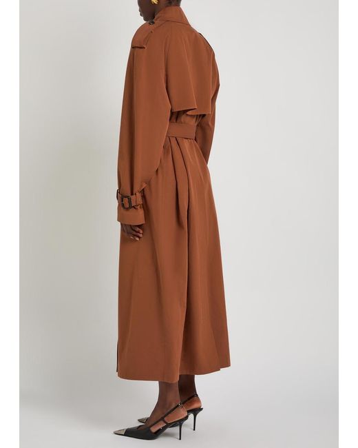 Saint Laurent Brown Double-Breasted Cotton And Silk-Blend Trench Coat