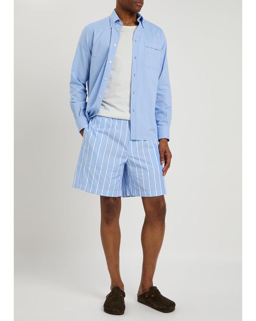 Jacquemus Blue Le Short Aloe Striped Cotton Shorts for men