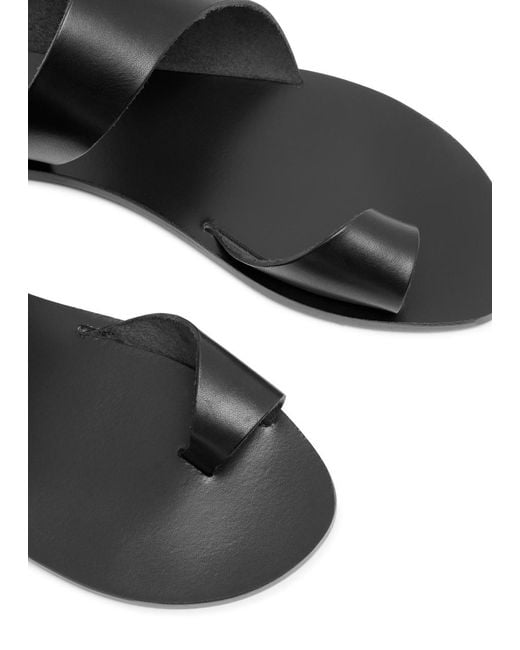 Atp Atelier Black Centola Leather Thong Sandals