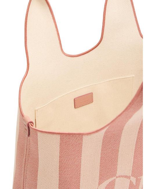Chloé Pink Stripy East-West Canvas Tote Bag