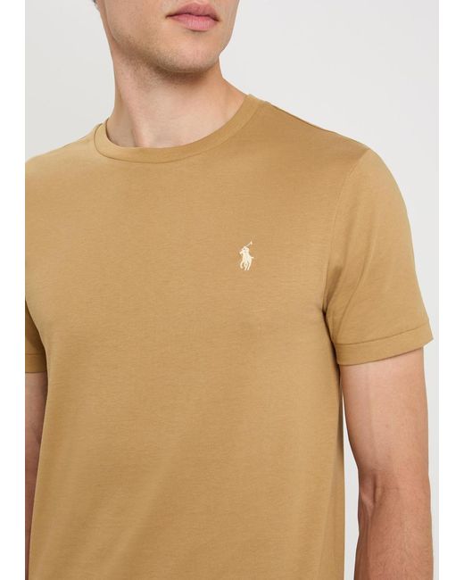 Polo Ralph Lauren Natural Logo-Embroidered Cotton T-Shirt for men