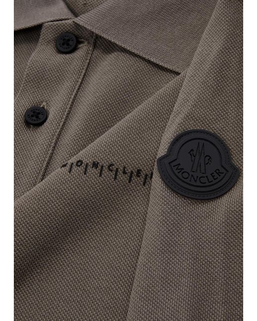Moncler Gray Logo Piqué Cotton Polo Shirt for men