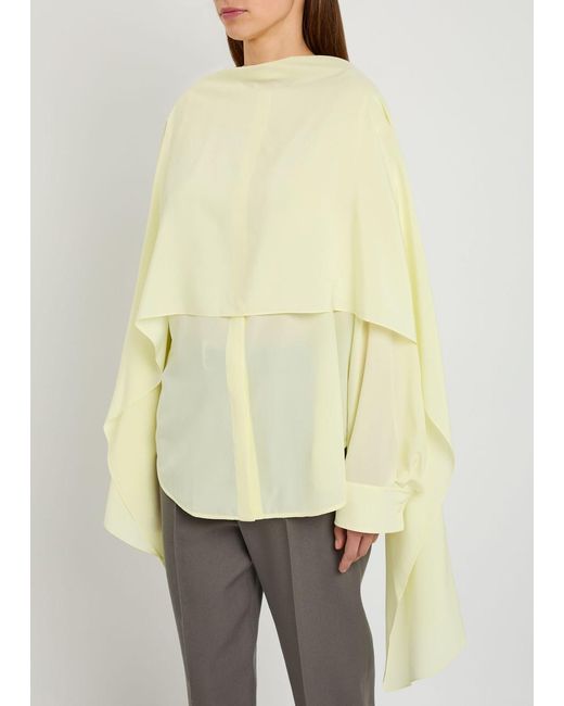 Calvin Klein Yellow Kiki Scarf-Effect Silk-Crepe Blouse