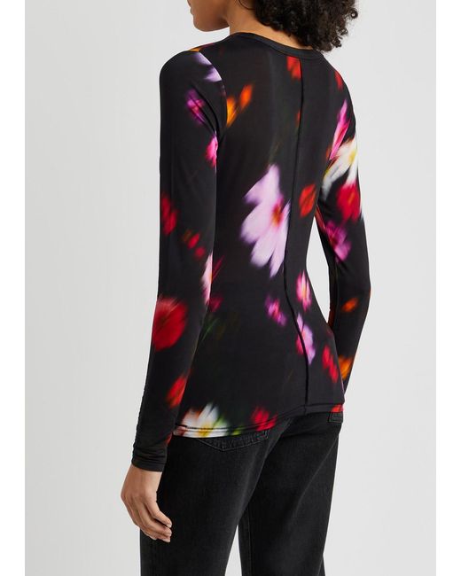 Rag & Bone Red Sabeen Floral-print Stretch-jersey Top