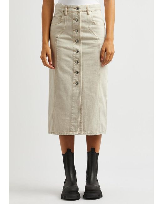 Isabel Marant Natural Vandy Denim Midi Skirt