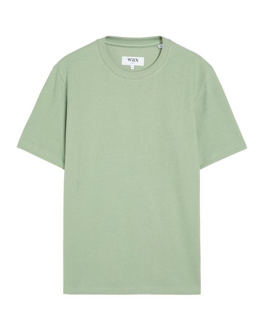 Wax London Green Dean Textured-Knit Cotton T-Shirt for men