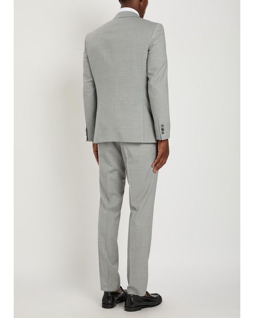 Boss Gray Houndstooth Stretch-Wool Suit for men