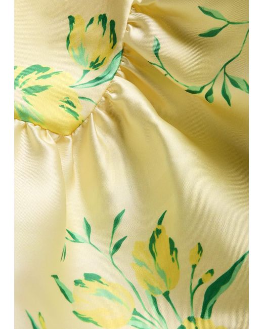De La Vali Yellow Aura Floral-Print Faille Mini Dress