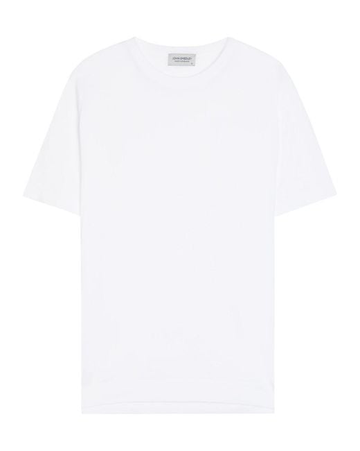 John Smedley White Lorca Fine-Knit Cotton T-Shirt for men
