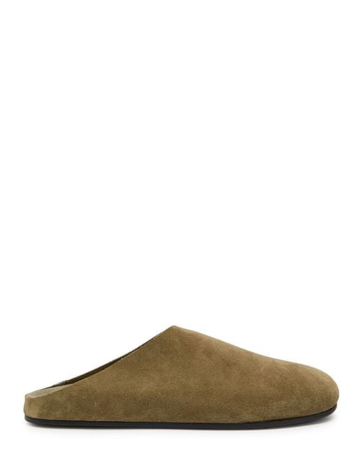 The Row Green Hudson Suede Sliders
