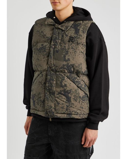 Represent Gray Camouflage-print Quilted Shell Gilet for men