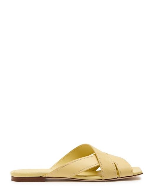 Tod's Yellow Square-Toe Suede And Leather Sandals