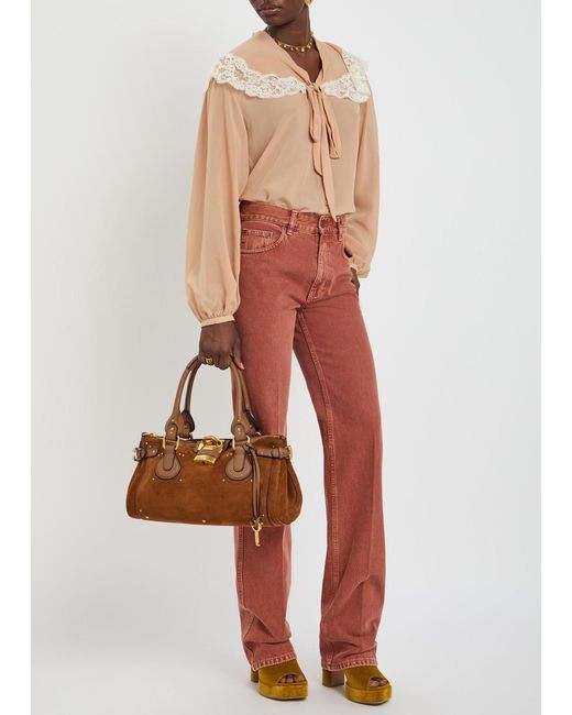 Chloé Brown Paddington Suede Shoulder Bag