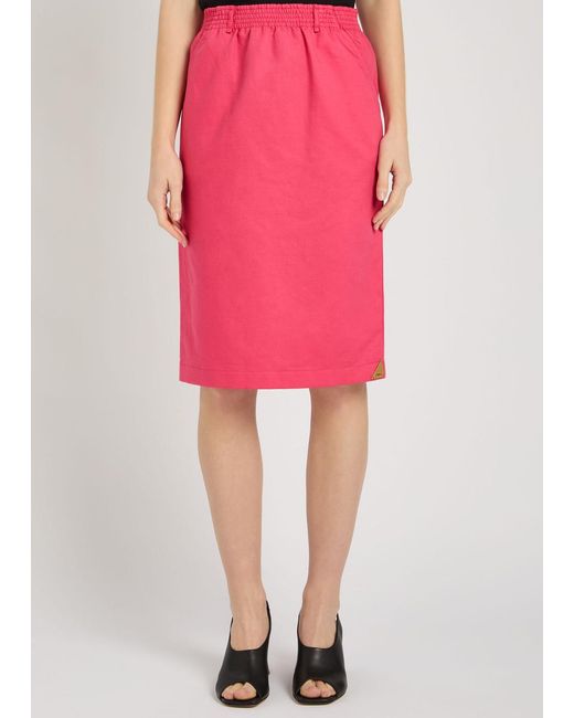 Chloé Pink Gabardine Cotton And Linen-Blend Skirt