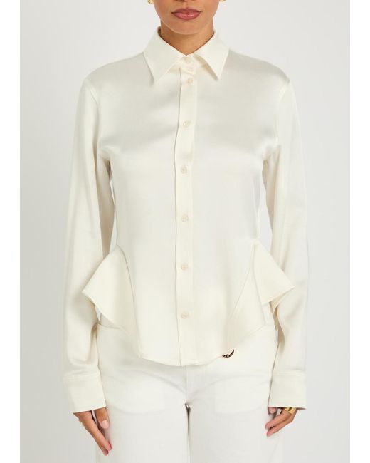 Stella McCartney White Peplum Satin-Crepe Shirt