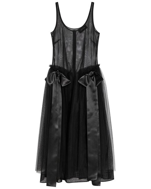Simone Rocha Black Bow-Appliquéd Tulle Midi Dress