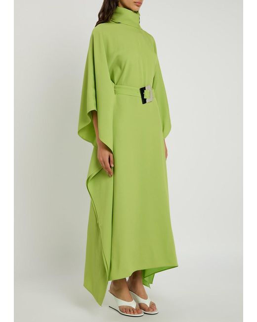 Taller Marmo Green Luna Crepe Maxi Kaftan Dress