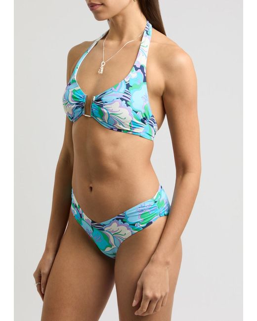 Melissa Odabash Blue Colombia Printed Underwired Bikini Top
