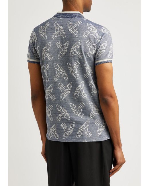 Vivienne Westwood Blue Orb-intarsia Piqué Cotton Polo Shirt for men