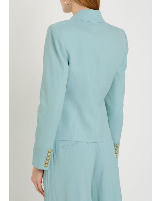 Alice + Olivia Blue Sable Double-Breasted Cropped Blazer