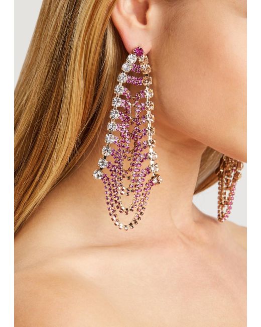 Rosantica Pink Patchwork Crystal-embellished Drop Earrings