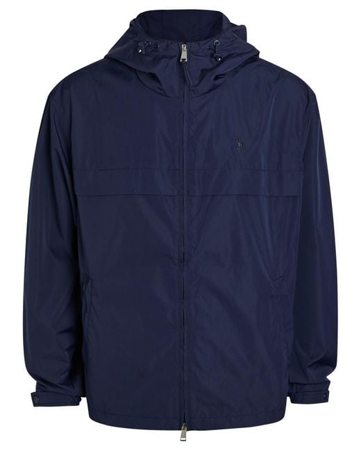 Polo Ralph Lauren Blue Logo-Embroidered Hooded Shell Jacket for men