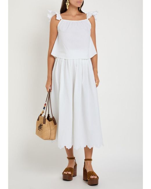 Les Vacances d'Irina White Little Wings Scalloped Cotton Co-Ord